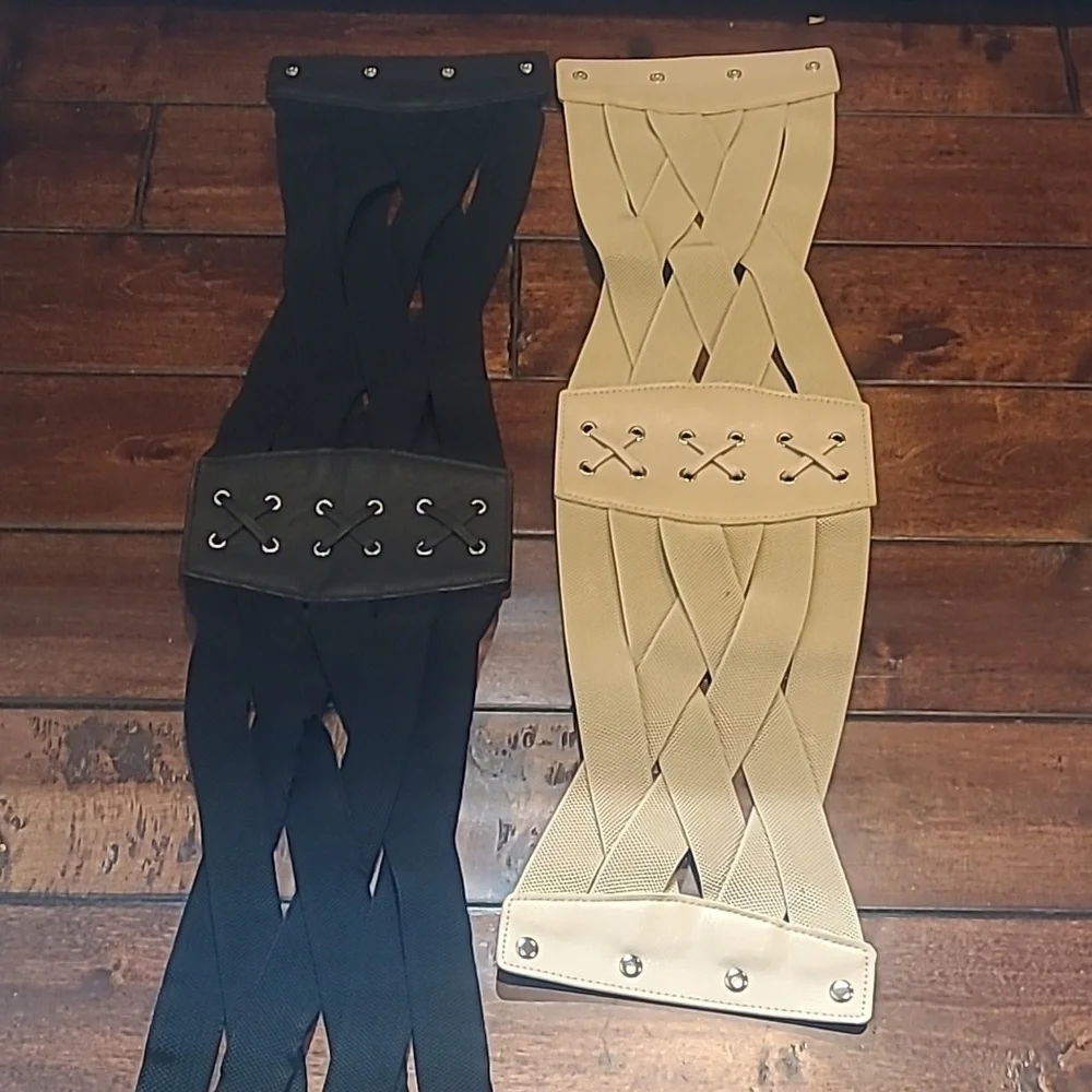 Lace-Up Corset Belts in Black and Beige (2) Size M-XL - Picture 3 of 4
